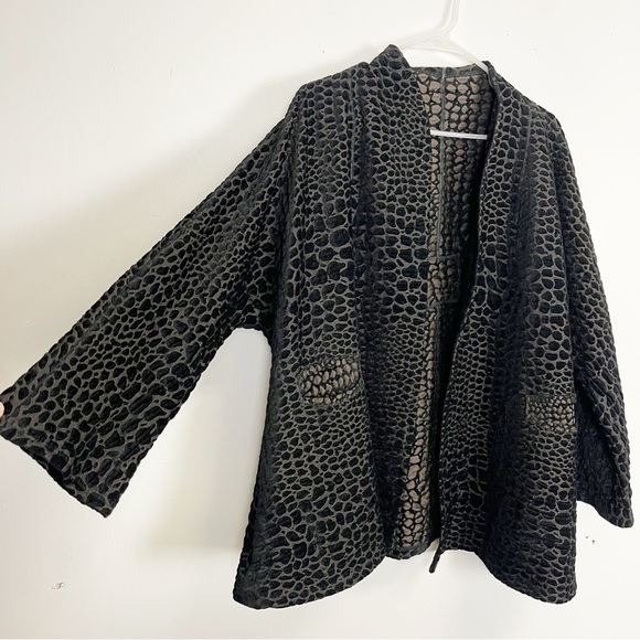 Scavenger Couture Jacket Womens Medium Black Multicolor Textured Open Front - Picture 2 of 9